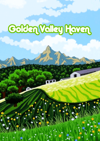 金色の谷と緑の丘