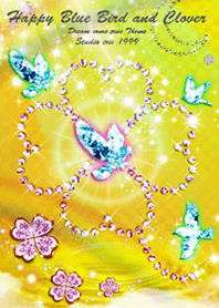 Happy blue bird and clover