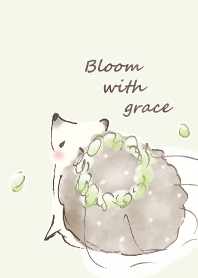Hedgehog&Flower Crown with Veil -green-