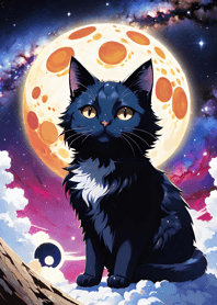 Night Moon Star Cat 08F3FA