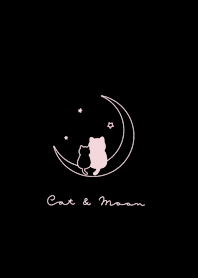 Pair Cats & Moon/ black pink