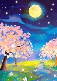 Beautiful night cherry blossoms#2056