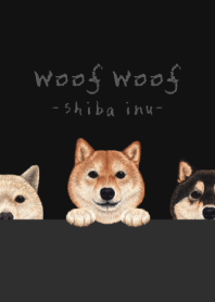 ワンワン！- 柴犬 - 黒×灰色