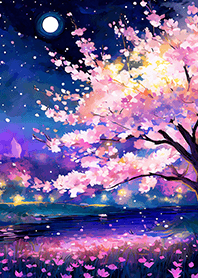 Beautiful night cherry blossoms#674
