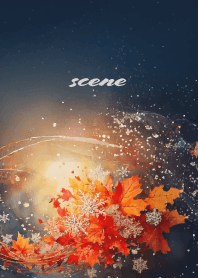 leaves and snowflakes on pink & blue