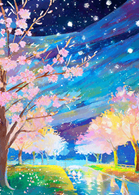 Beautiful night cherry blossoms#170