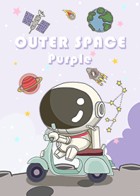 浩瀚宇宙-可愛寶貝太空人-摩托車-紫色星空3