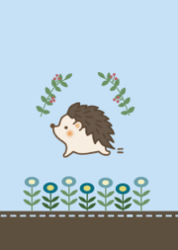 北欧風＊はりねずみと青い花（改）