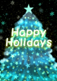 Neon christmas tree blue