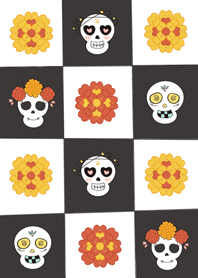 colorful skulls  ver1 (black)