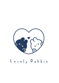 うさぎとハート /白とネイビー