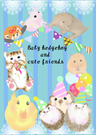 Baby hedgehog and cute friends