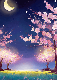 Beautiful night cherry blossoms#1009