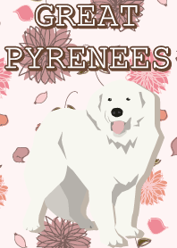 GREAT PYRENEES AND FLOWERS
