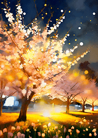 Beautiful night cherry blossoms#2681