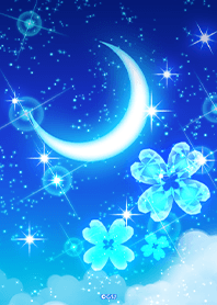 Crescent Moon and Good luck Clover