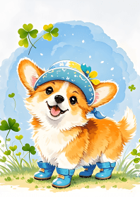 A cute corgi with a lucky clover 2(JP)