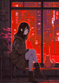 neon city Girl and Cat 8.2