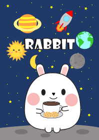 Cute white rabbit In Galaxy Theme