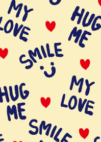 HUG LOVE SMILE HEART-navy blue-joc