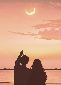 발렌타인 데이-일몰과 달 1.7