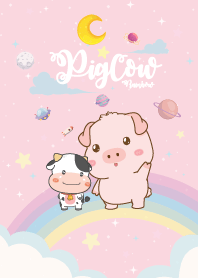 Pig&Cow Rainbow Galaxy Pink