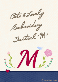 Cute & Lovely embroidery Initial 'M'