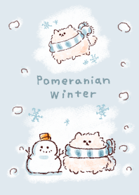 simple pomeranian winter white blue