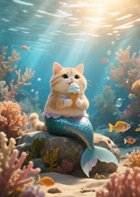 Cute little mermaid cat