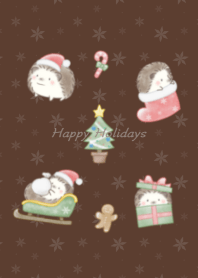 Hedgehog and Christmas -brown-