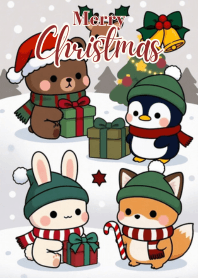Cute Winter Animal Christmas Friends