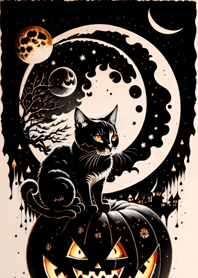 halloween cat E00612