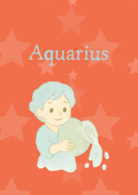 Cute Aquarius on red & yellow
