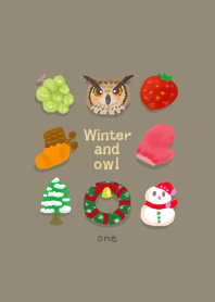 Winter fruit and owl design01