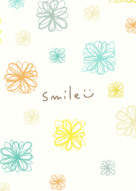 Handwritten flower Green yellow15 Japan