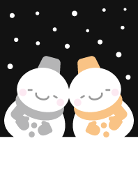 黒とオレンジ双子雪だるま（スノーマン）2