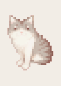 ธีม Cat Pixel Art สีน้ำตาล 02