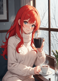 Afternoon coffee time-Sweet girl DeE425