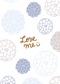 Handwritten flower Blue and Beige4 Japan