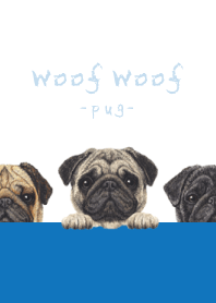 Woof Woof - Pug - WHITE/BLUE