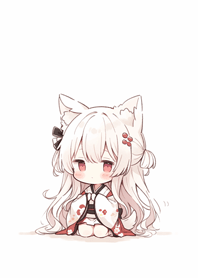 Cute cat-eared girl in a kimono