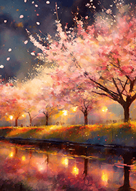 Beautiful night cherry blossoms#2095
