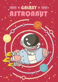 火箭宇宙 可愛寶貝太空人 浪漫紅色
