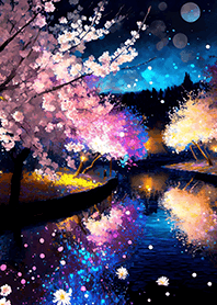 Beautiful night cherry blossoms#1058