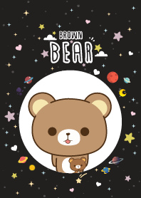 Brown Bear Cute Galaxy Black