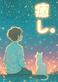 仰望星空的男孩與貓1.9湖水綠色 凱瑞精選集