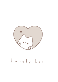 Cat in Heart(line)/white beige