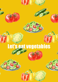 Let's eat vegetables on yellow
