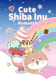 冰淇淋星空 可愛寶貝柴犬 浪漫漸層 藍色4