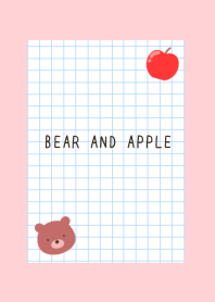 BEAR AND APPLE GRAPH PAPER/PINK